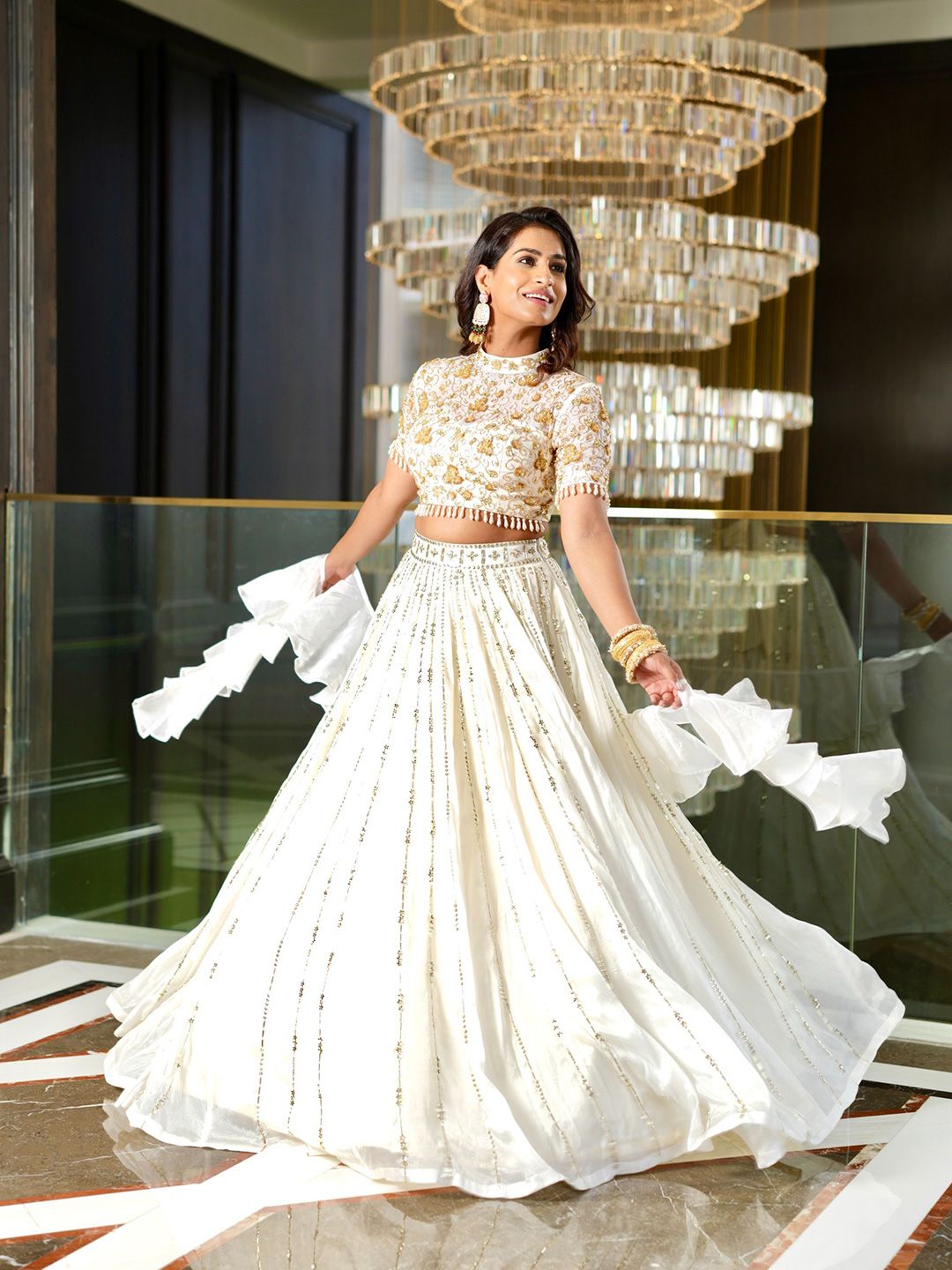 Rashika Sharma Embroidered Mirror Work Made to Measure Lehenga & Blouse With Dupatta-image-31