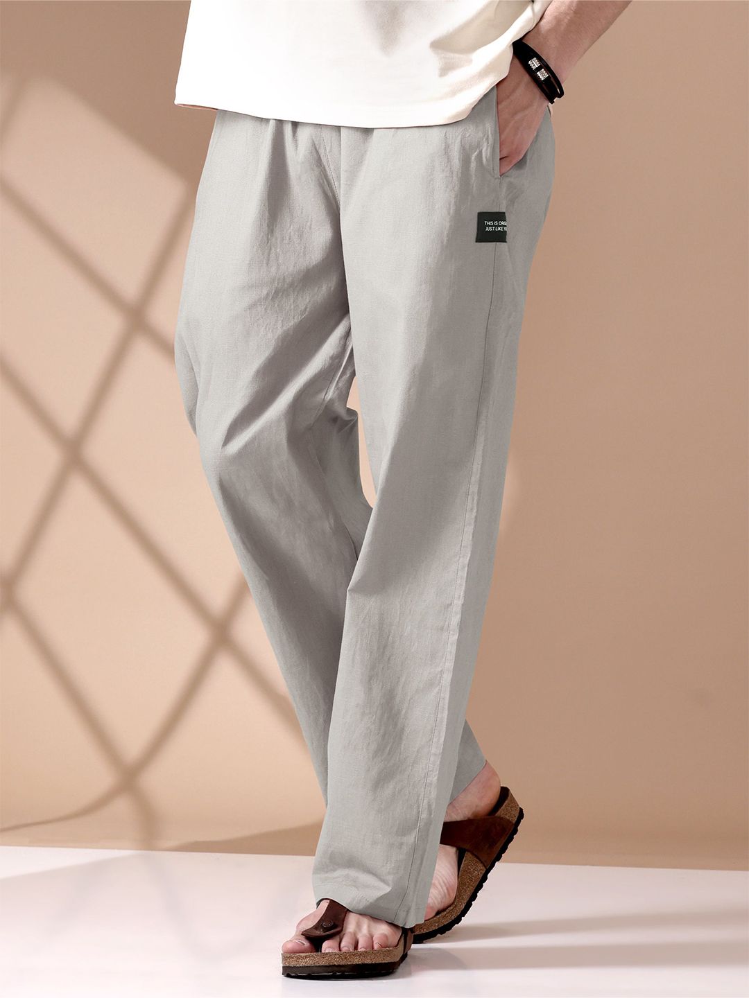 Beyoung Men Loose-Fit Cotton Lounge Pants