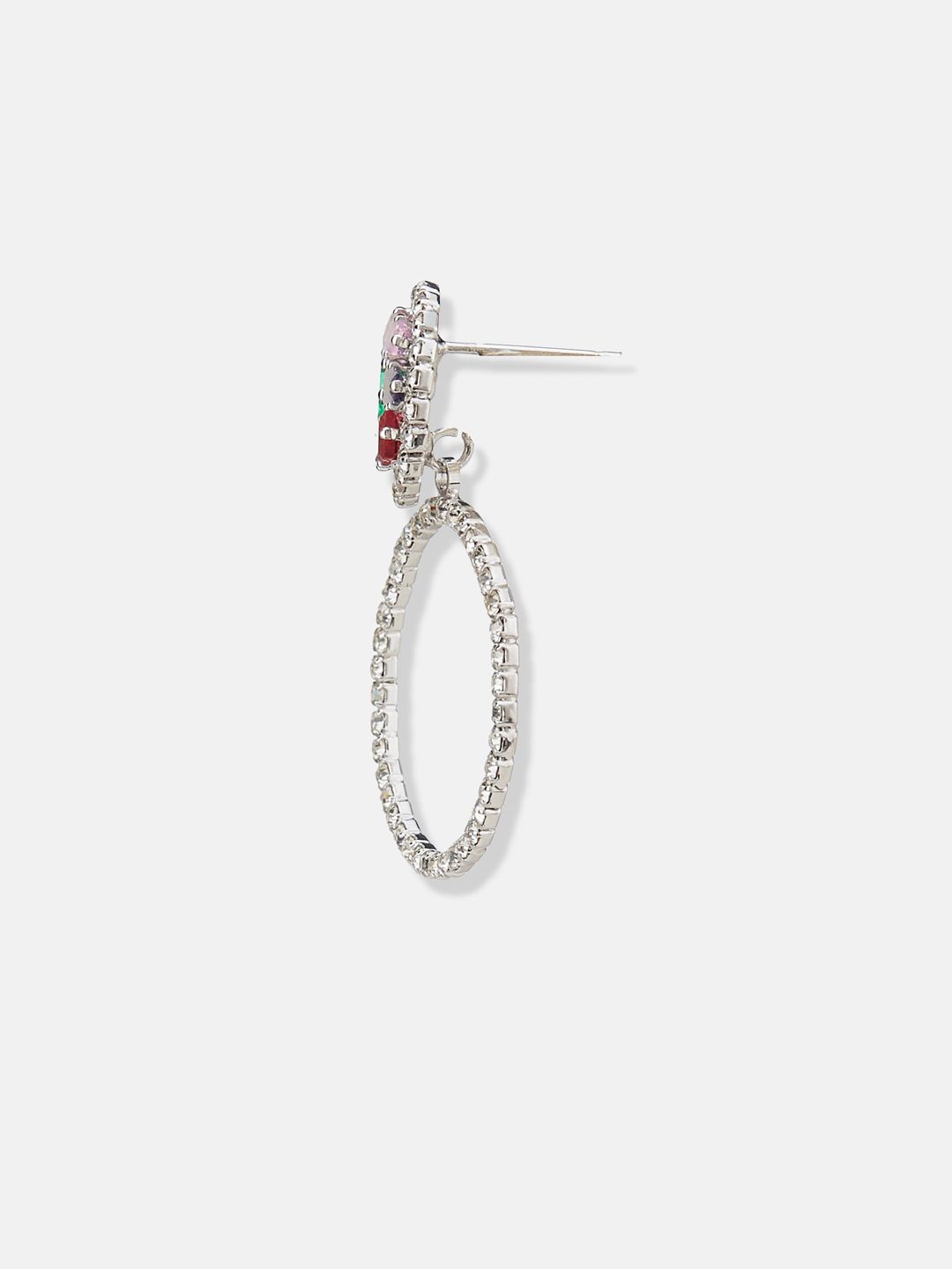 ATIBELLE Silver-Plated Brass Circular Cubic Zirconia Hoop Earrings