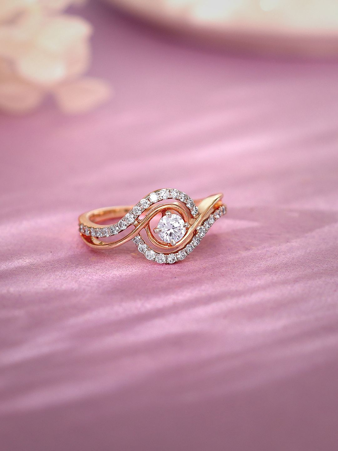 GIVA 14KT BIS Hall Mark Rose Gold Rhea Solitaire Diamond Ring, Fixed Size, Indian-picture-21