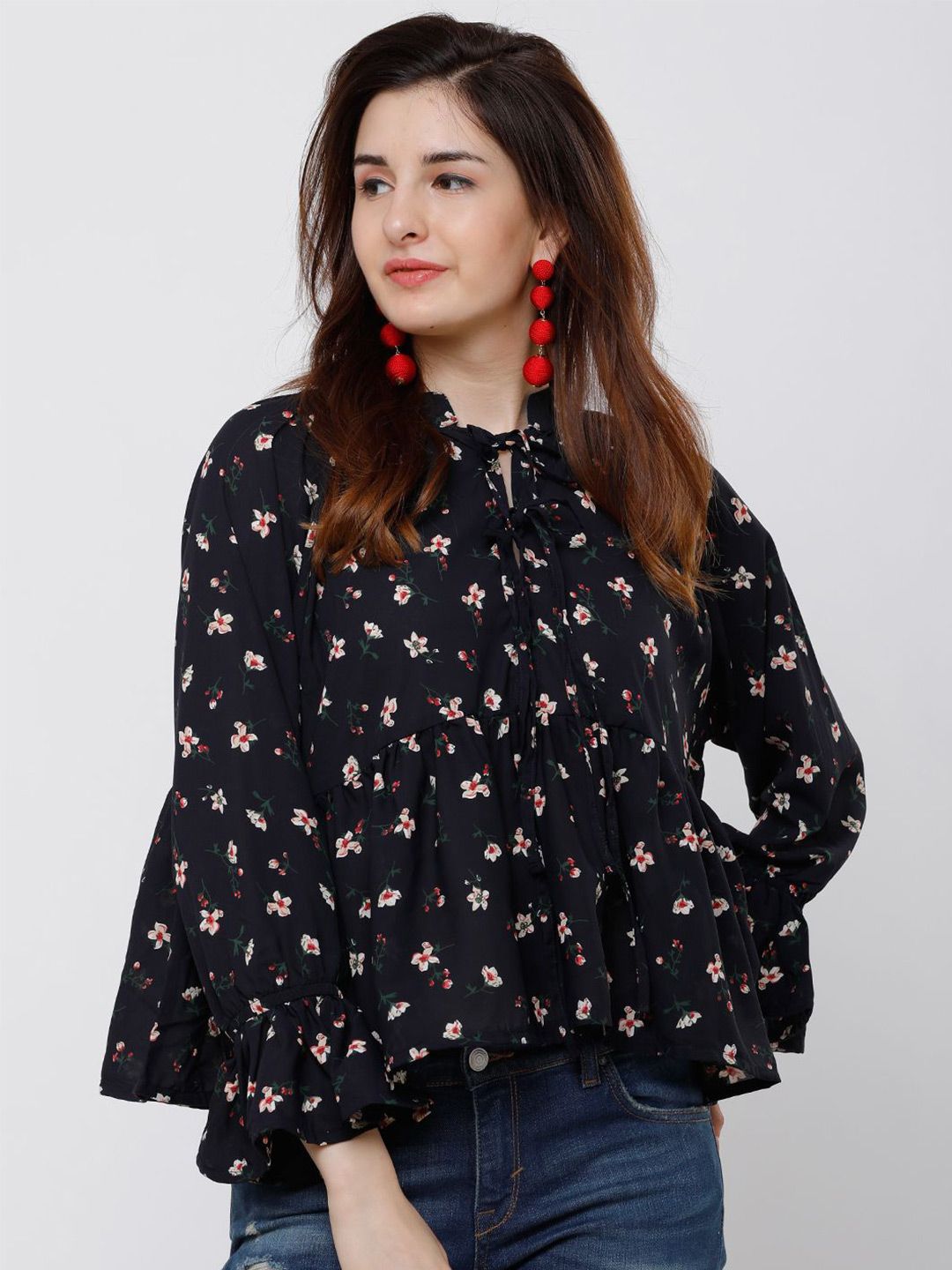 Tokyo Talkies Women Floral Printed Mandarin Collar Top-picture-22