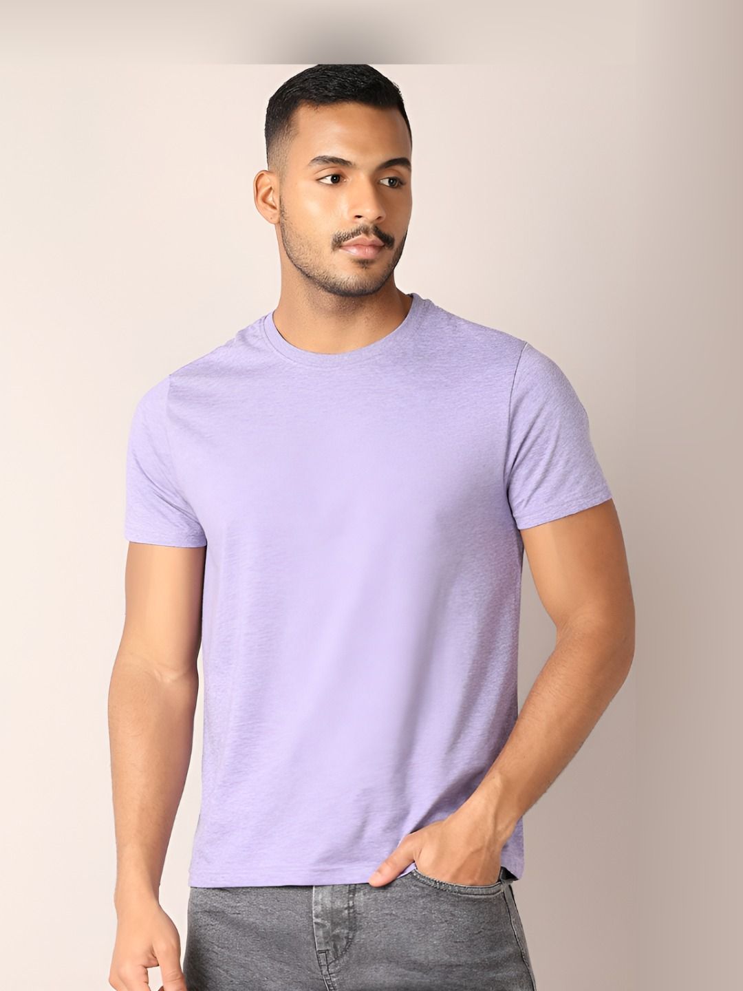 V-Mart Men Solid Round Neck Cotton Slim Fit T-shirt-picture-16