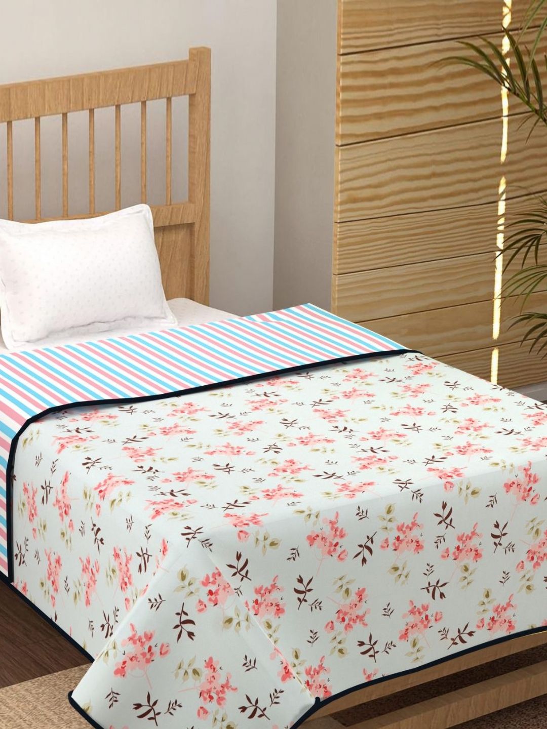bsb home Multicoloured & Silver-Toned Floral AC Room 120 GSM Single Bed Dohar
