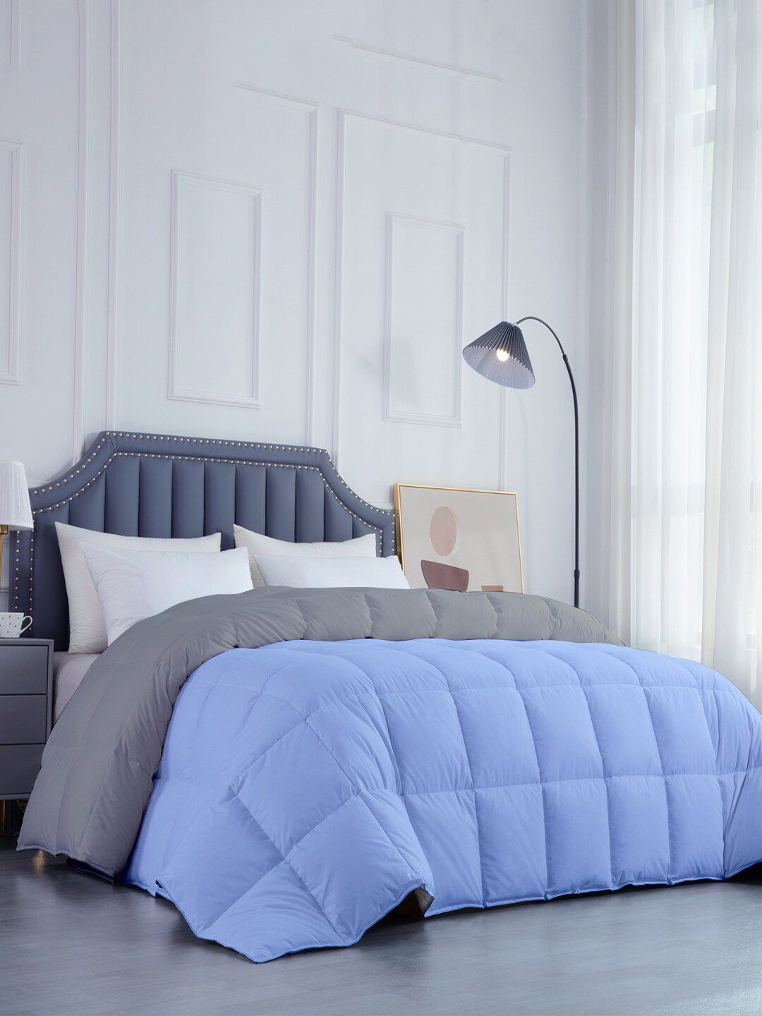 RAZZAI Blue & Grey Microfiber Mild Winter 300 GSM Single Bed Comforter-picture-11