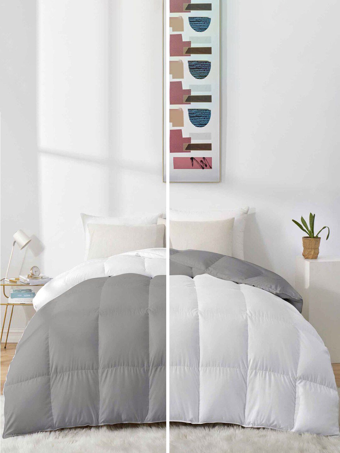 RAZZAI White & Grey Microfiber Mild Winter 500 GSM Single Bed Comforter-picture-28