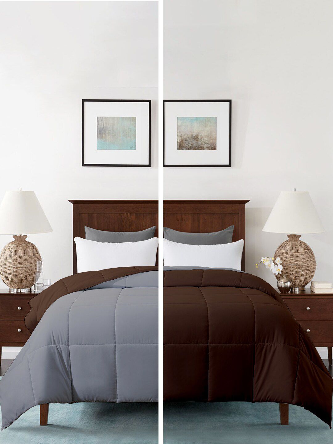 RAZZAI Coffee Brown & Silver-Toned Microfiber Mild Winter 210 GSM Single Bed Comforter-picture-12