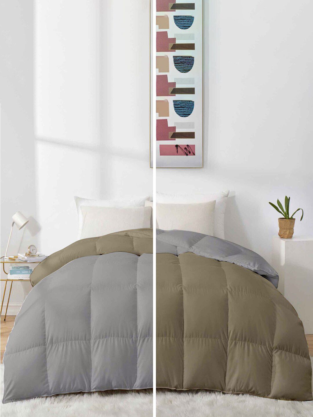 RAZZAI Beige & Grey Microfiber Mild Winter 500 GSM Single Bed Comforter-picture-18