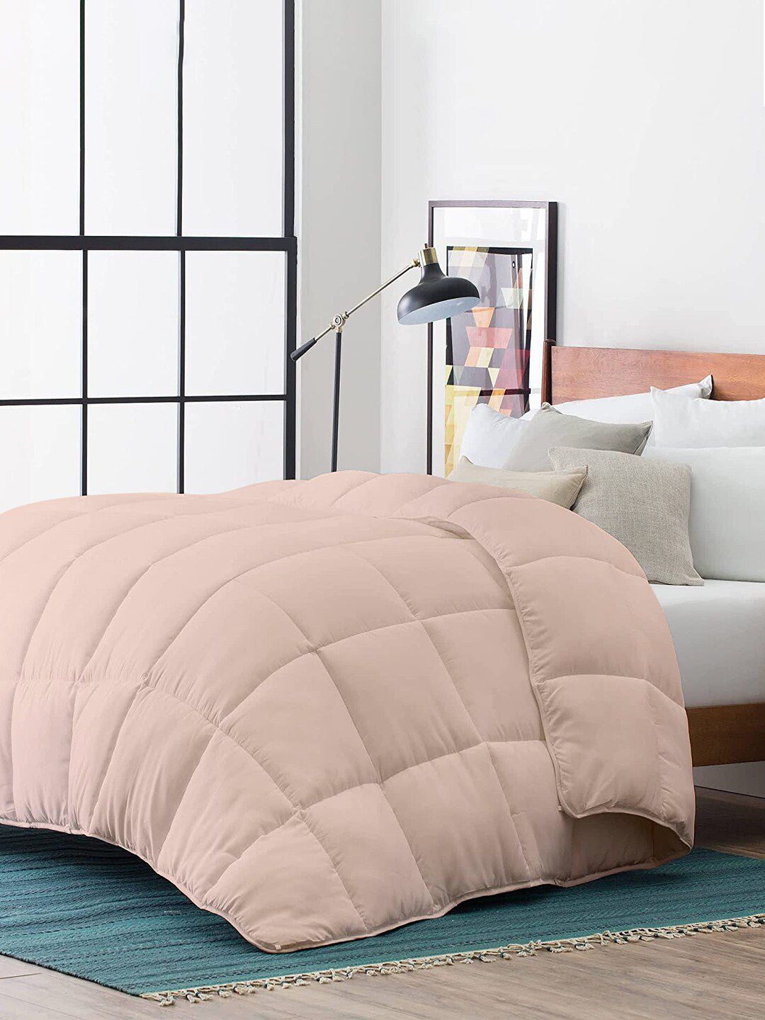 RAZZAI Peach-Coloured Microfiber Mild Winter 210 GSM Single Bed Comforter-picture-13