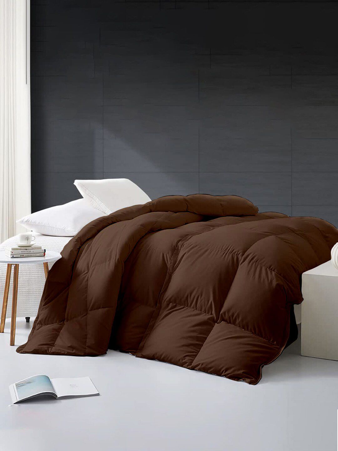 RAZZAI Coffee Brown & Grey Microfiber Mild Winter 500 GSM Single Bed Comforter-picture-41