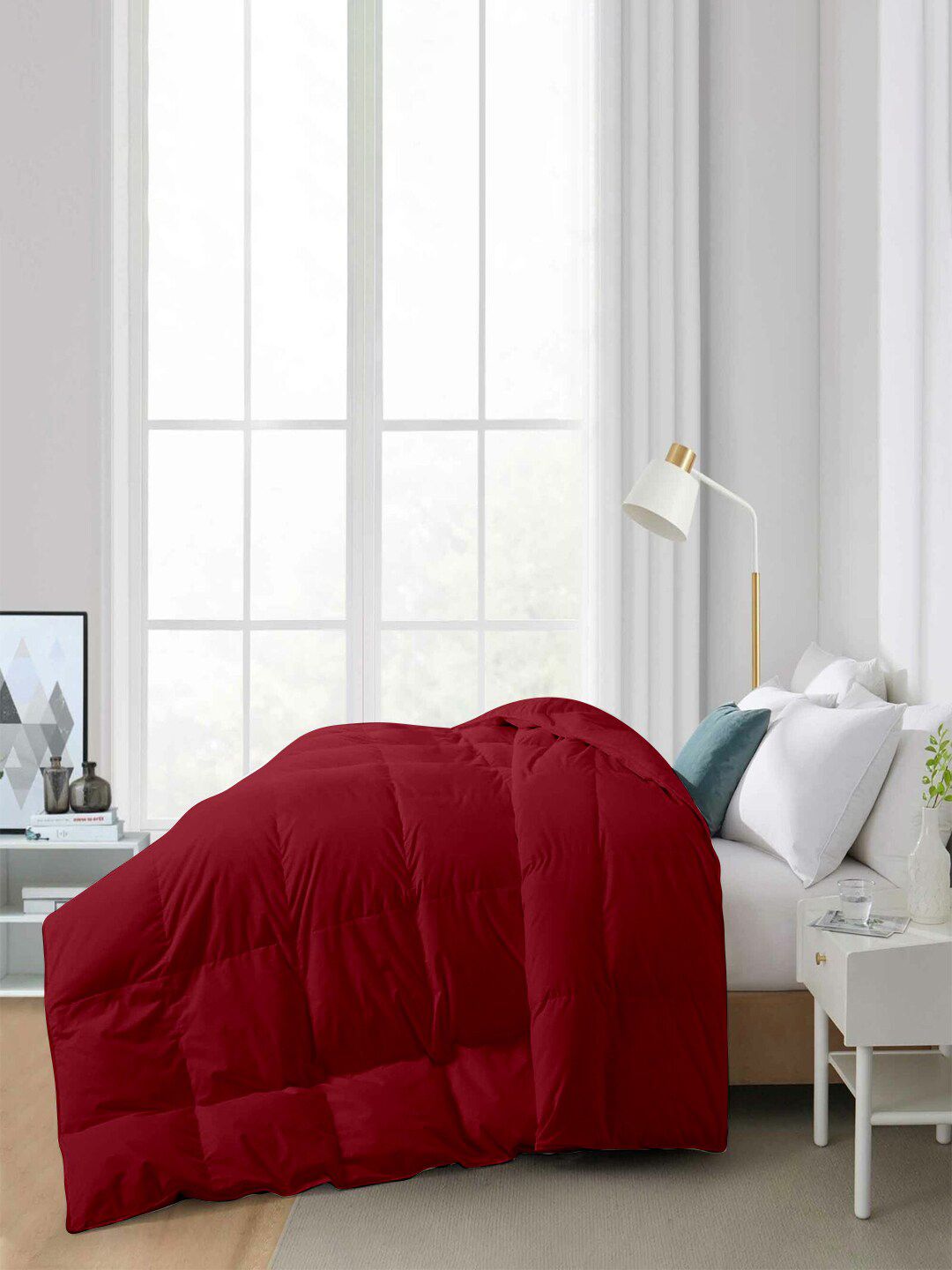 RAZZAI Burgundy & Grey Microfiber Mild Winter 210 GSM Single Bed Comforter-picture-27