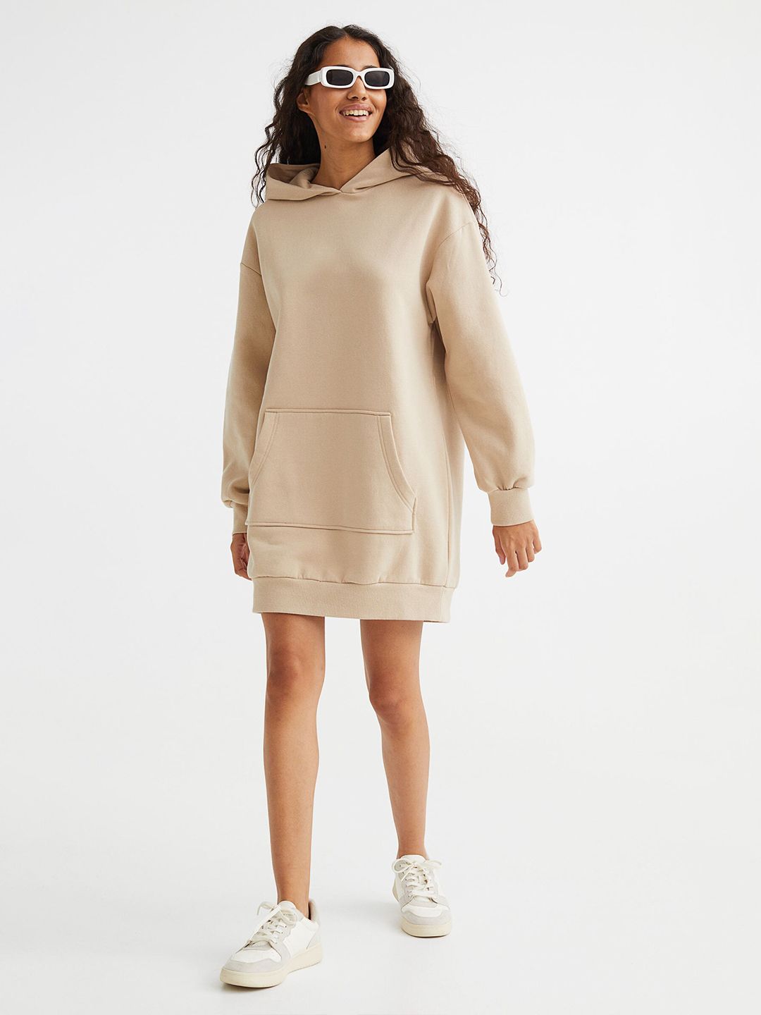 oversized hoodie dress h&m Women's Light blue Oversized hooded dress