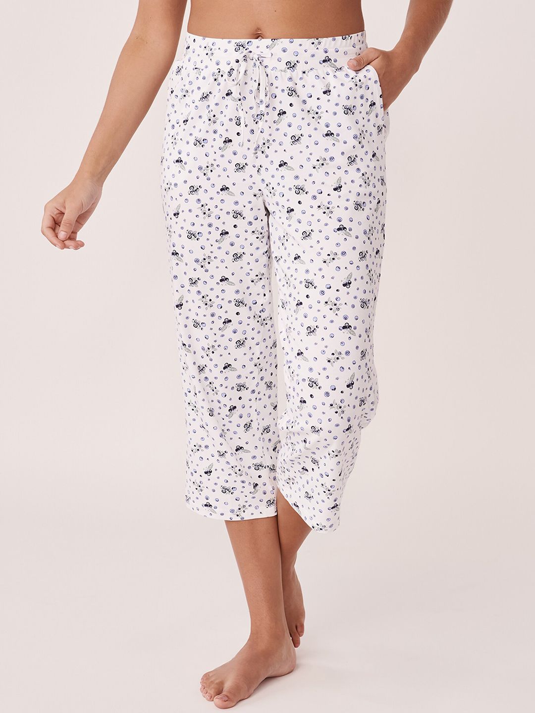 La Vie en Rose Women White Printed Lounge Pants-image-2