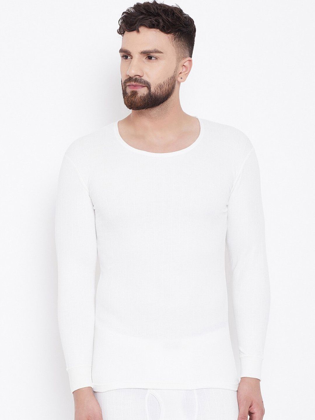 NEVA Men Off White Solid Thermal Tops-picture-42