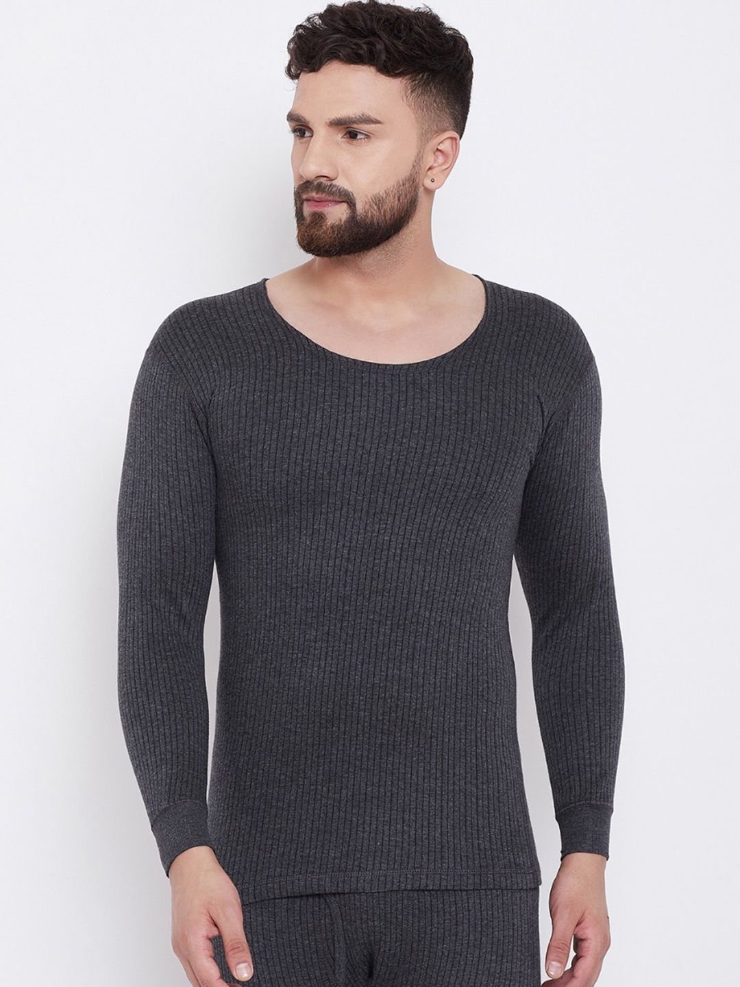 NEVA Men Striped Slim-Fit Thermal Top-image-23