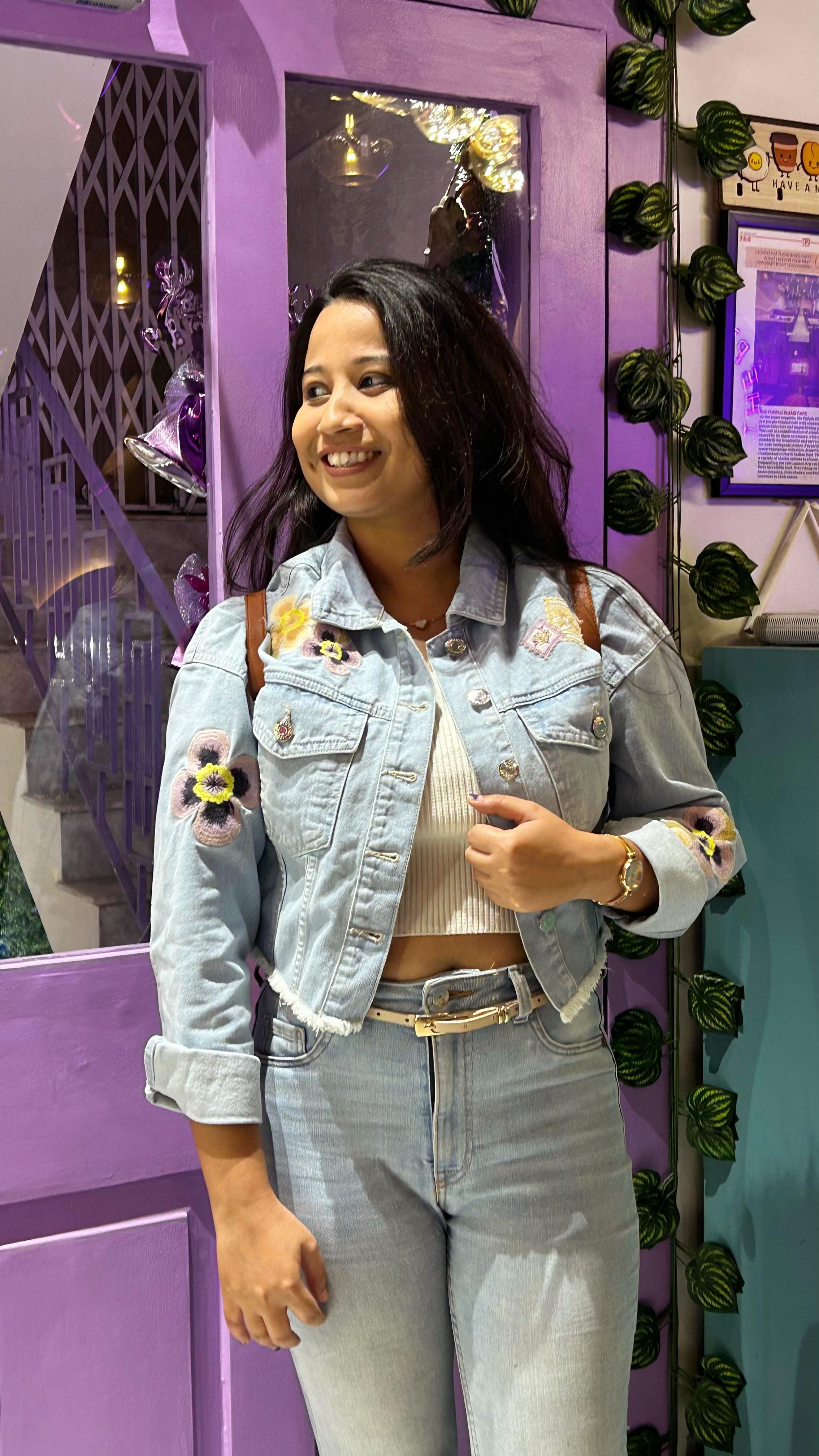 Buy The Souled Store Women Floral Crop Denim Jacket with