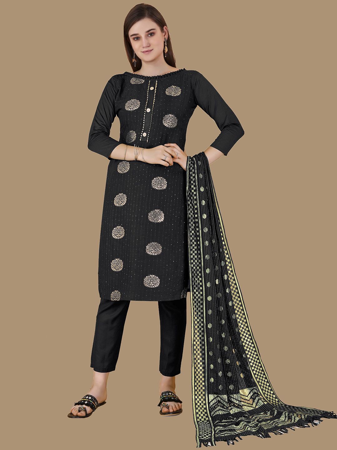 HERE&NOW Embellished Unstitched Dress Material-picture-11