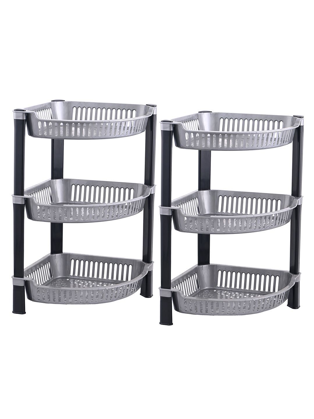 Kuber Industries Silver Toned 2 Pieces 3 Tier Folding Fruit & Vegetable Basket Stand-picture-16
