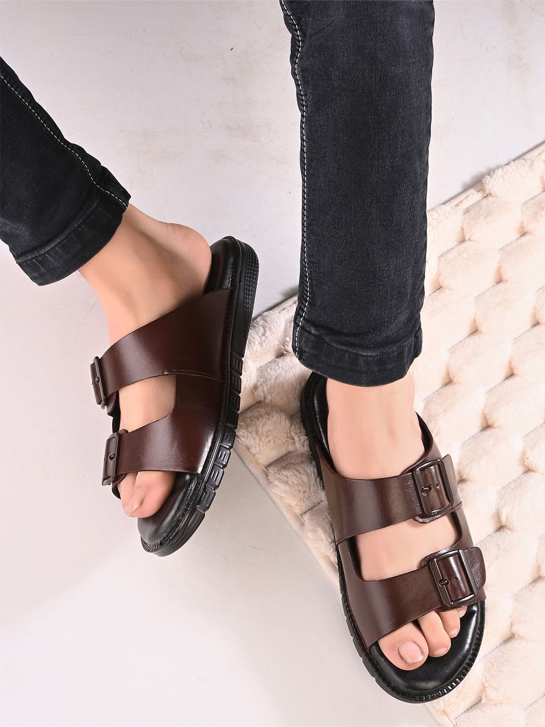 The Roadster Lifestyle Co Men Leather Comfort Sandals-picture-31