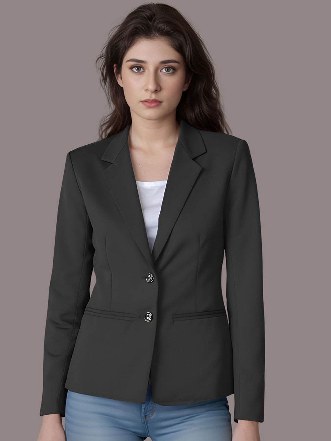 Moda Rapido Notched Lapel Collar Single-Breasted Formal Blazer-picture-15