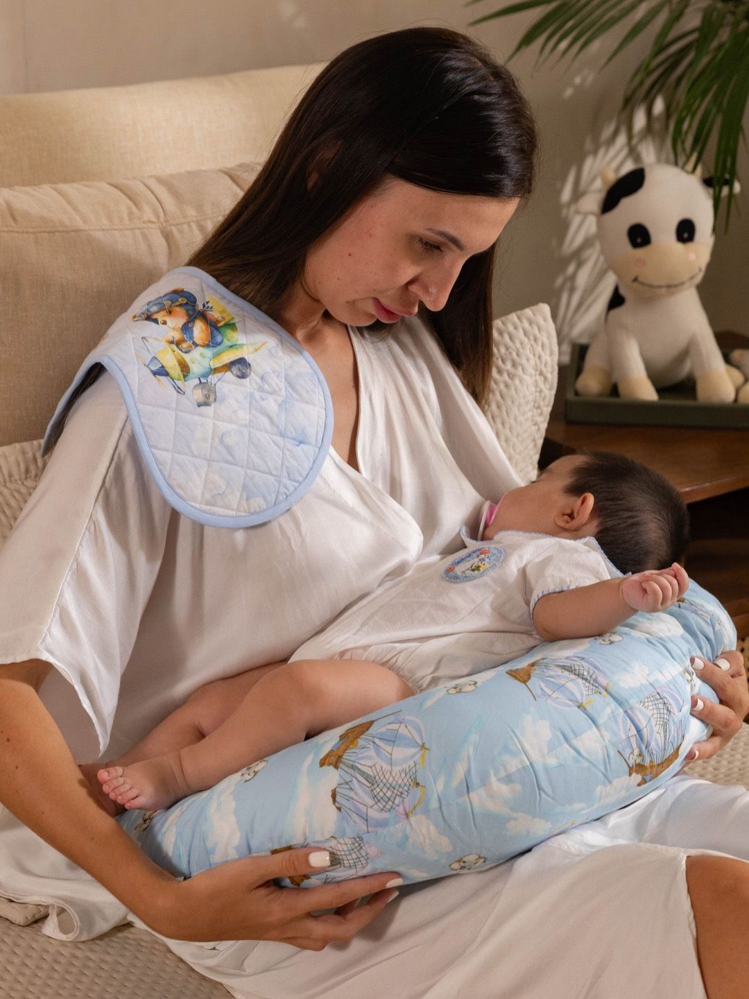 THE BABY TRUNK Blue Ele's Expedition Egyptian Cotton Feeding & Nursing Maternity Pillow-image-22