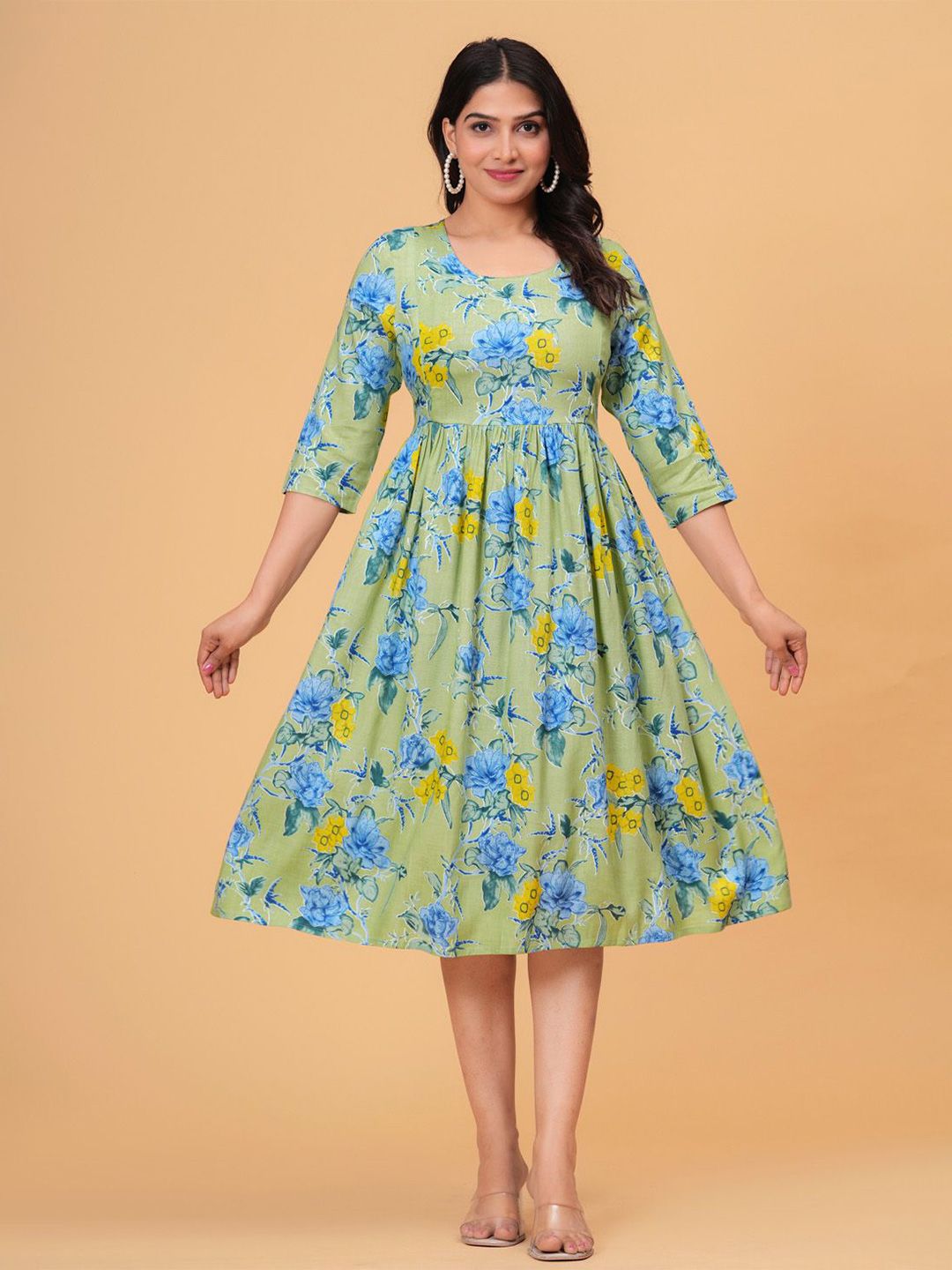 BAESD Women Floral Print Maternity Fit and Flare Dress-picture-23