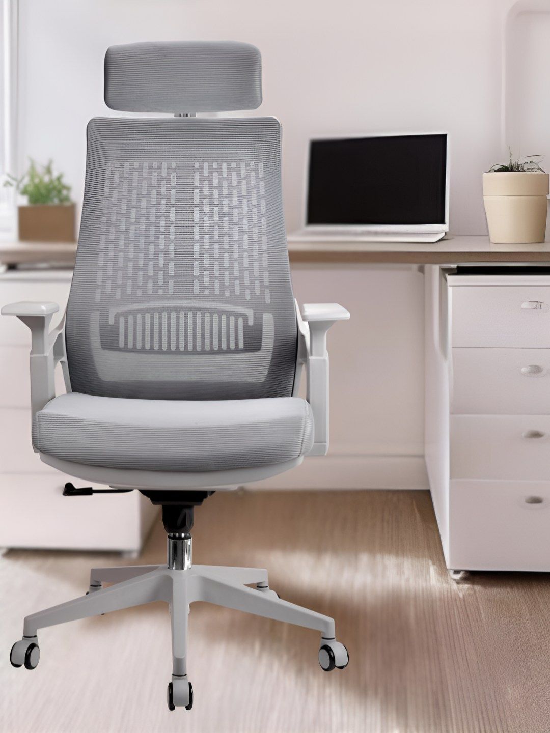 Oakcraft Grey Mesh Adjustable Seat Height Study Arm Chair-picture-21