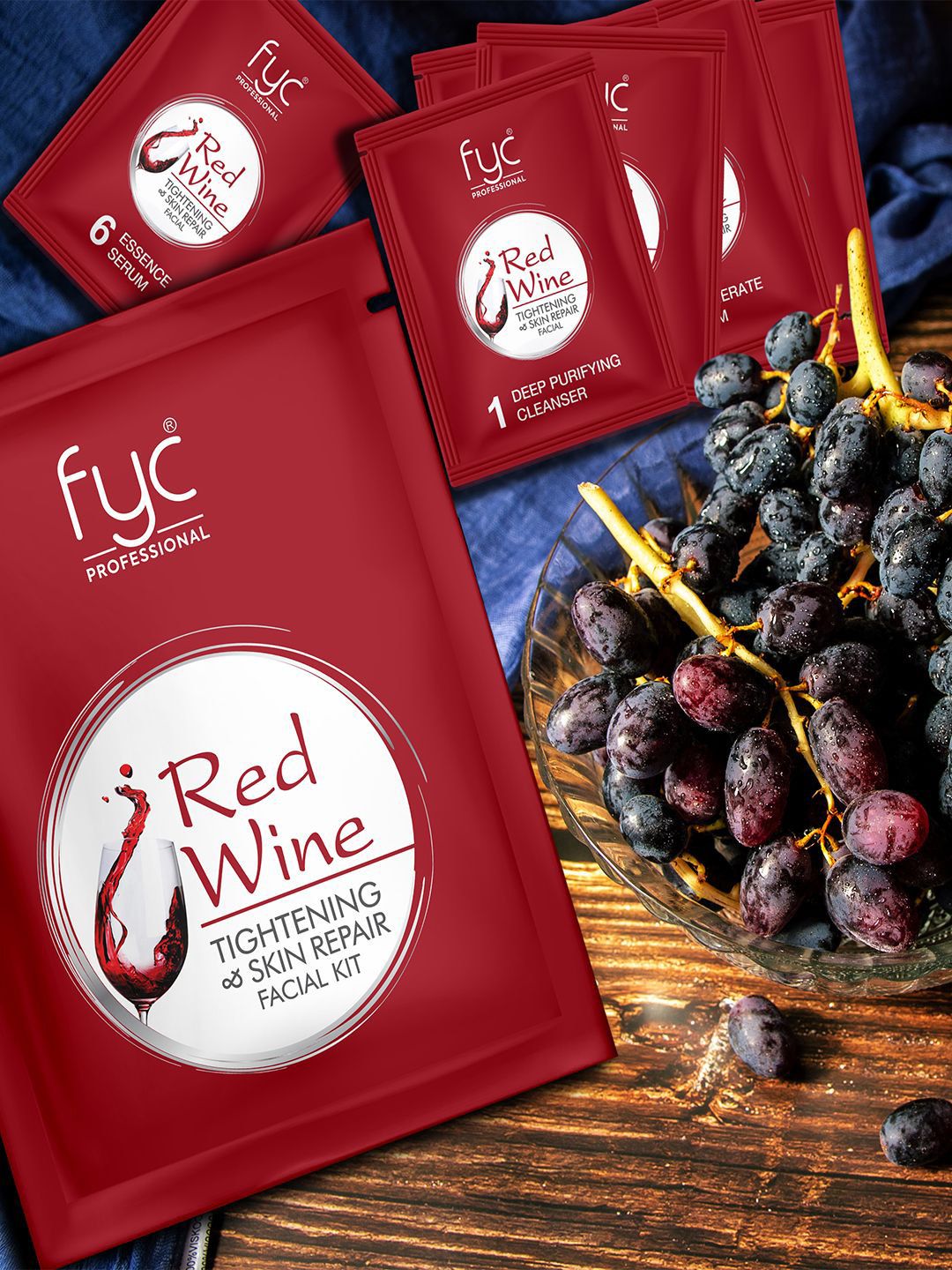 FYC Professional 5 Step Red Wine Skin Firming Facial Kit- 260 g-image-20