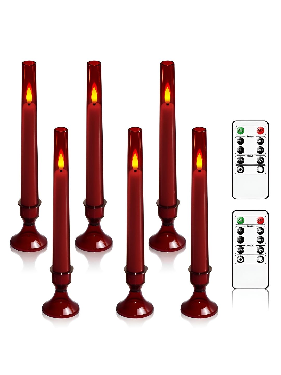 LTETTES Taper Red 6 Pieces Pillar LED Candles-picture-22