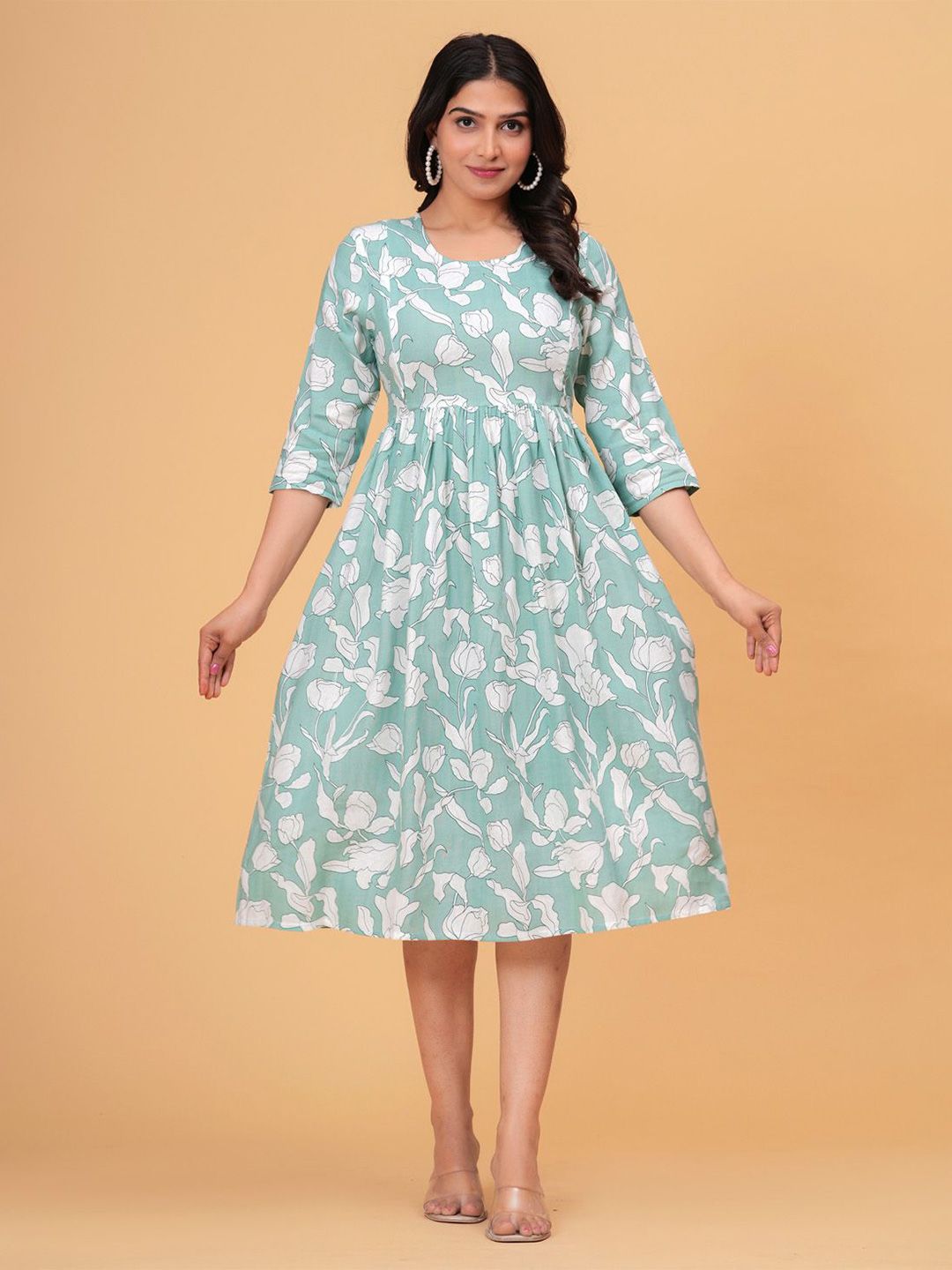 BAESD Women Floral Print Maternity Fit and Flare Dress-picture-22