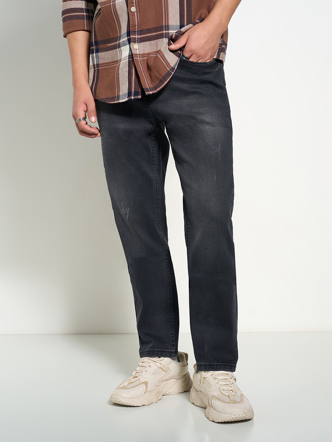 SF JEANS by Pantaloons Men Slim Fit Low Distress Light Fade Jeans-picture-30