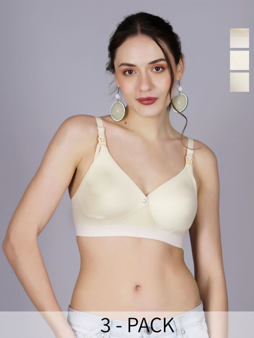Fabme Pack of 3 Full Coverage Cotton Maternity Bra