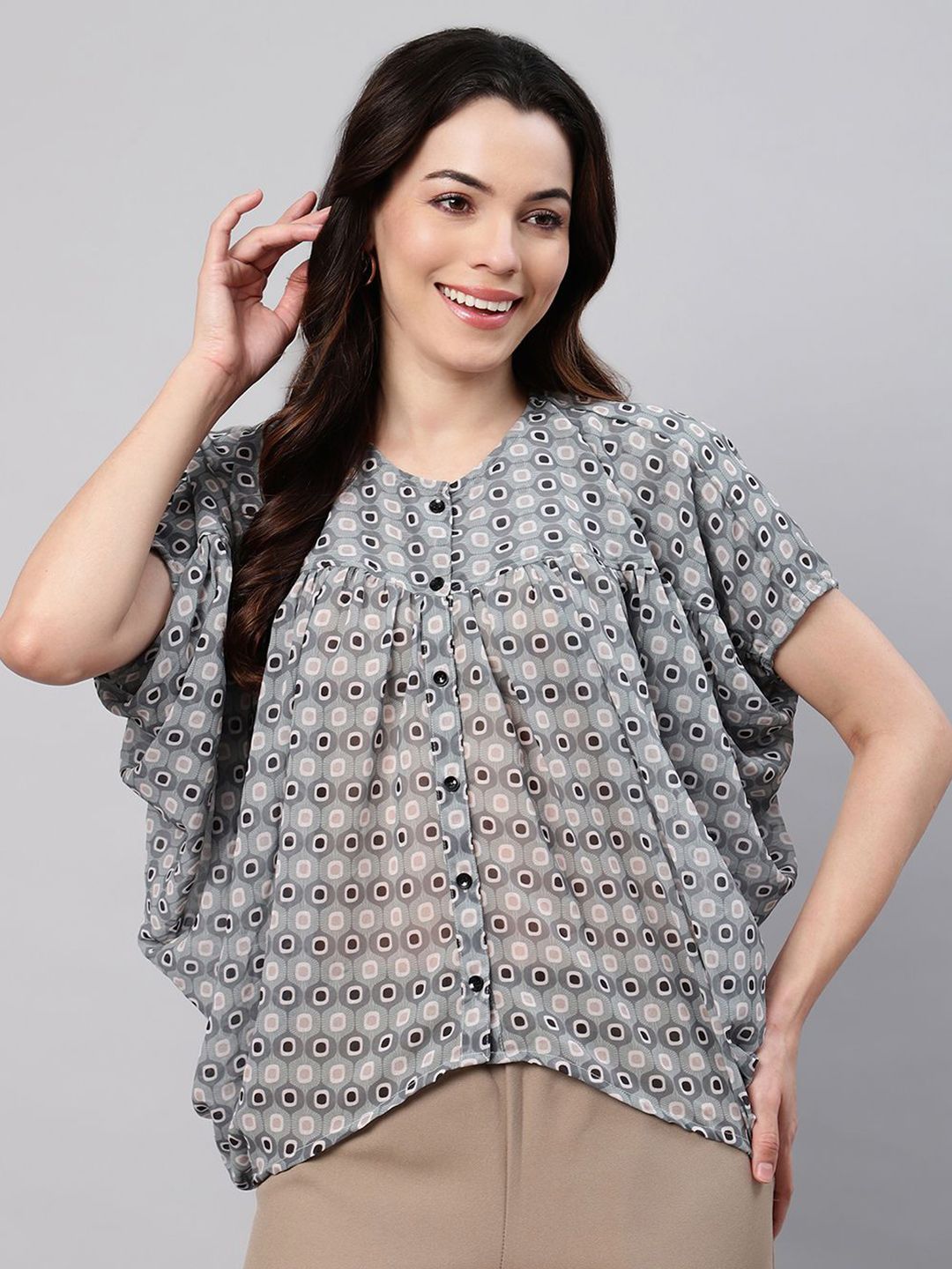 FLAMBOYANT Women Print Short Sleeves Empire Top-picture-24