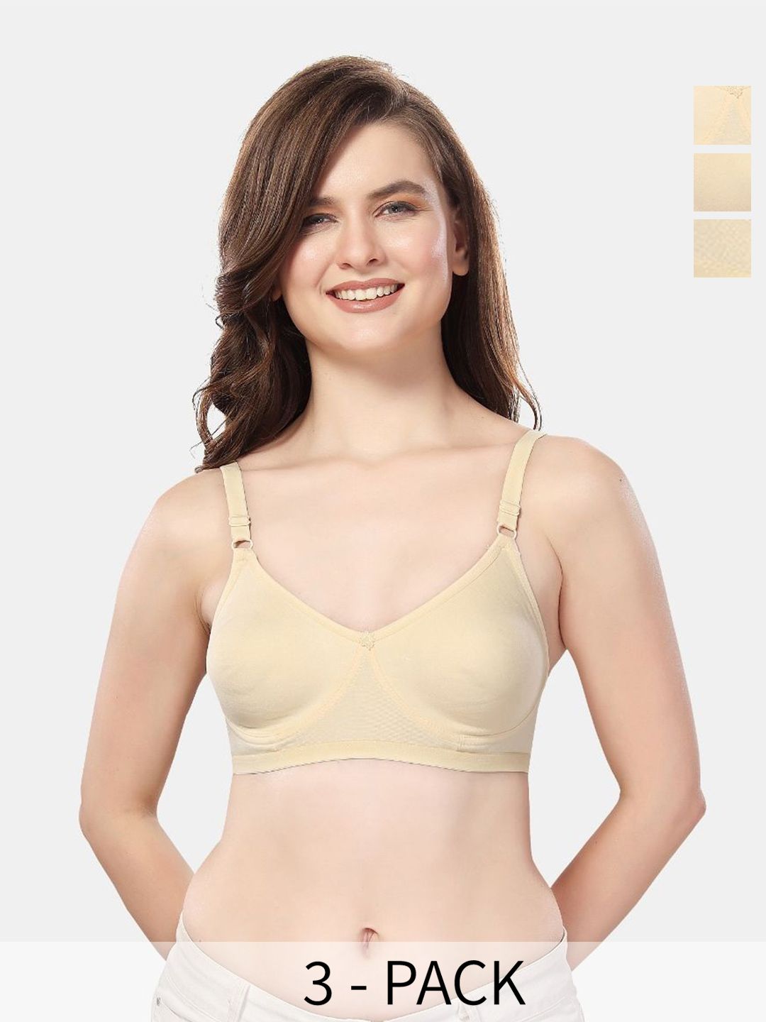 Fabme Pack of 3  Lightly Padded Full Coverage Bra