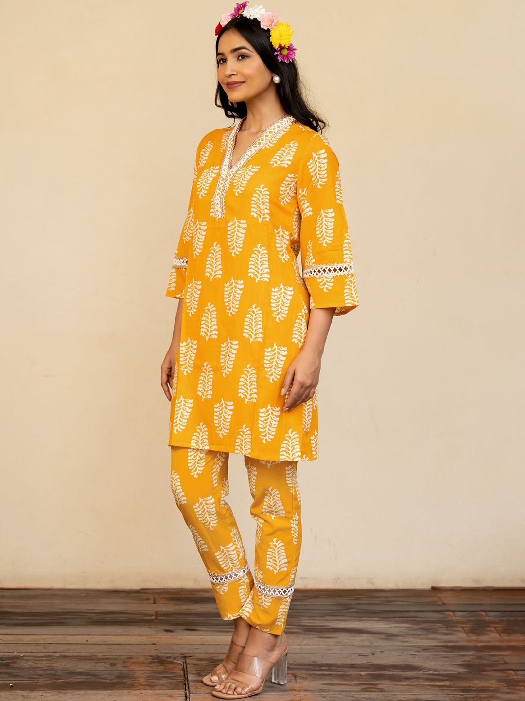 KALINI Floral Printed Straight Kurta With Trouser-picture-23
