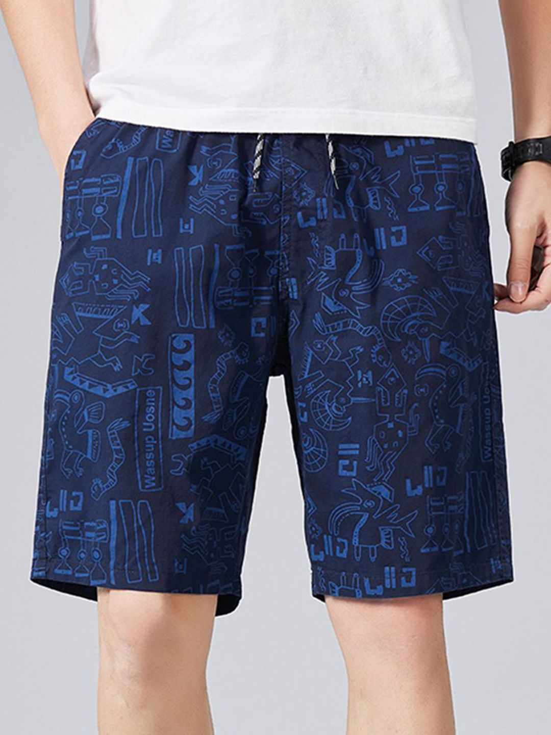 StyleCast x Revolte Men Conversational Printed Regular Fit Mid-Rise Cotton Shorts-picture-35