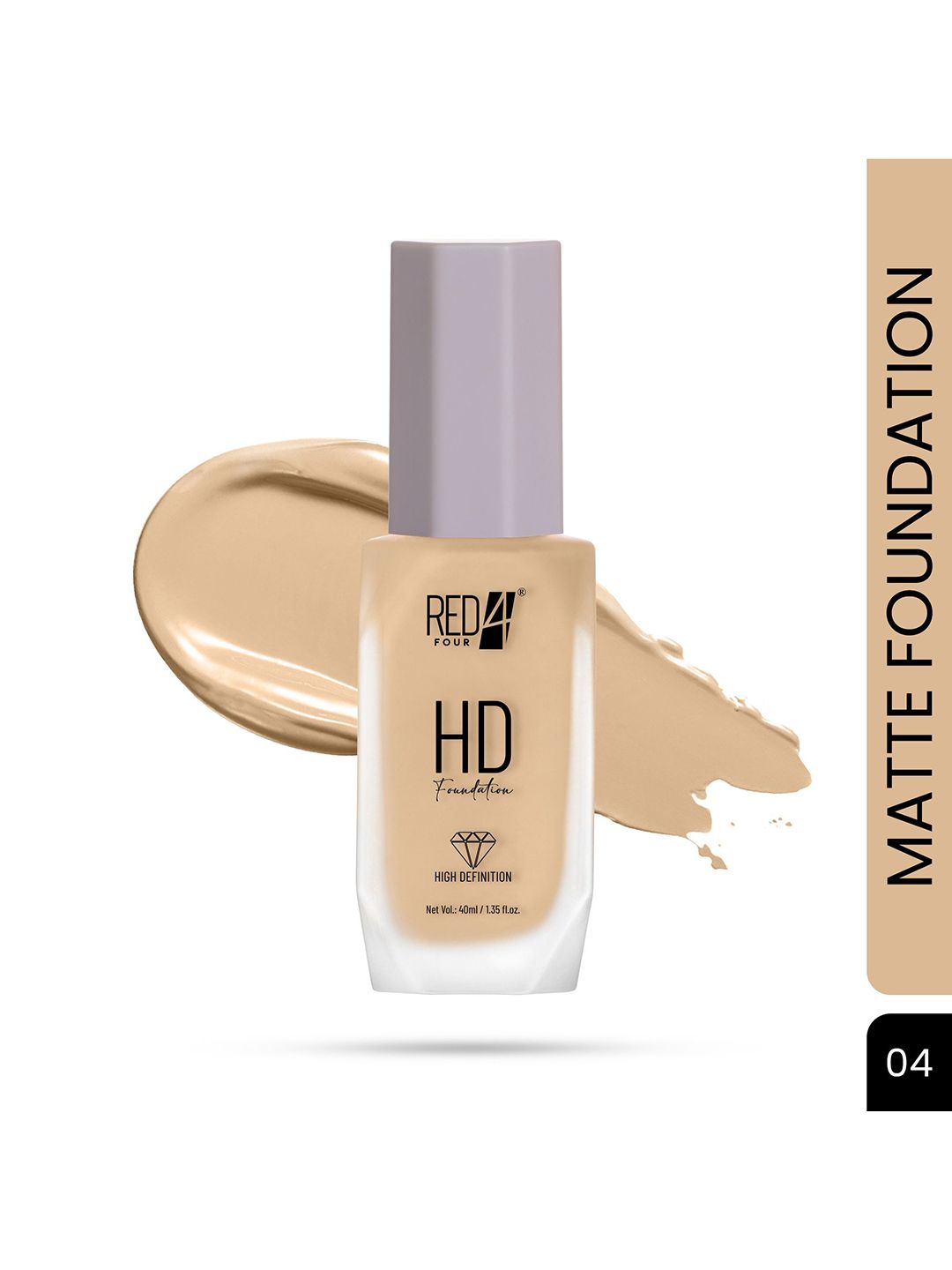 RED 4 HD High Definition Matte Finish Foundation - 40 ml- Shade - 04-picture-28