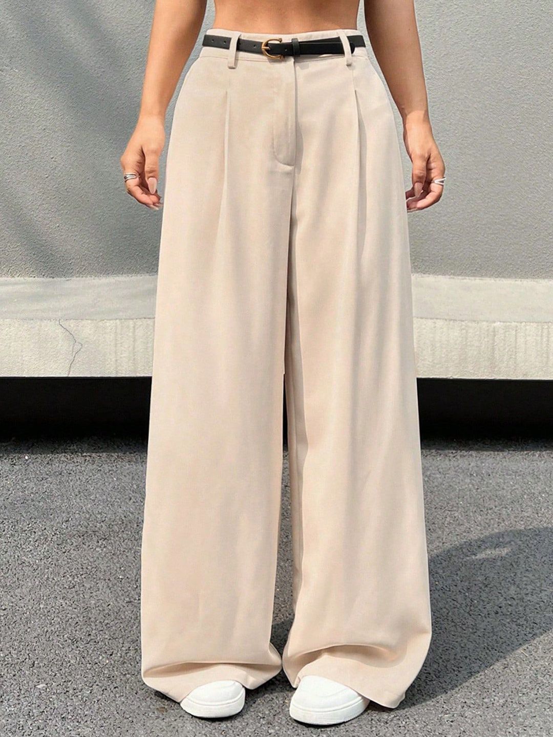 AAHWAN Women Relaxed Loose Fit High-Rise Wide Leg Trousers-picture-31