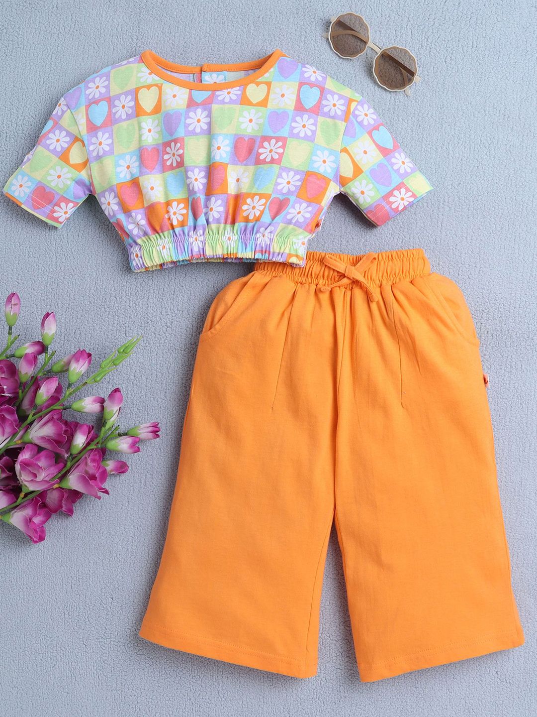 BUMZEE Girls Printed Round Neck Pure Cotton Top With Trouser-picture-15