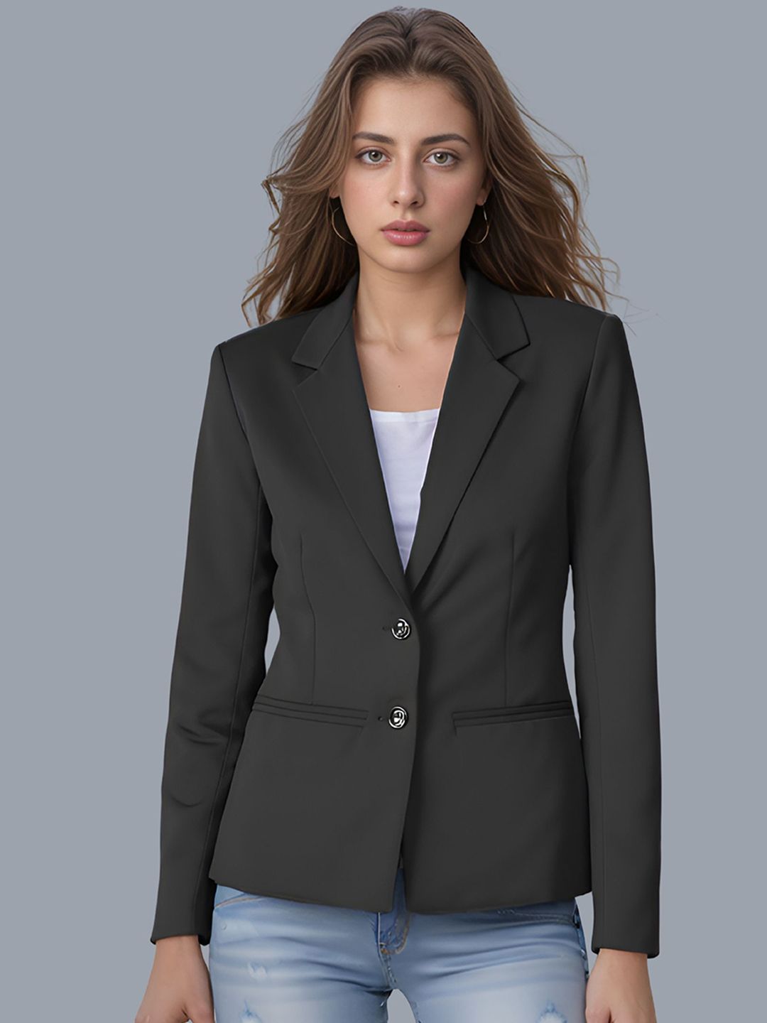 Moda Rapido Notched Lapel Collar Single-Breasted Formal Blazer-image-6