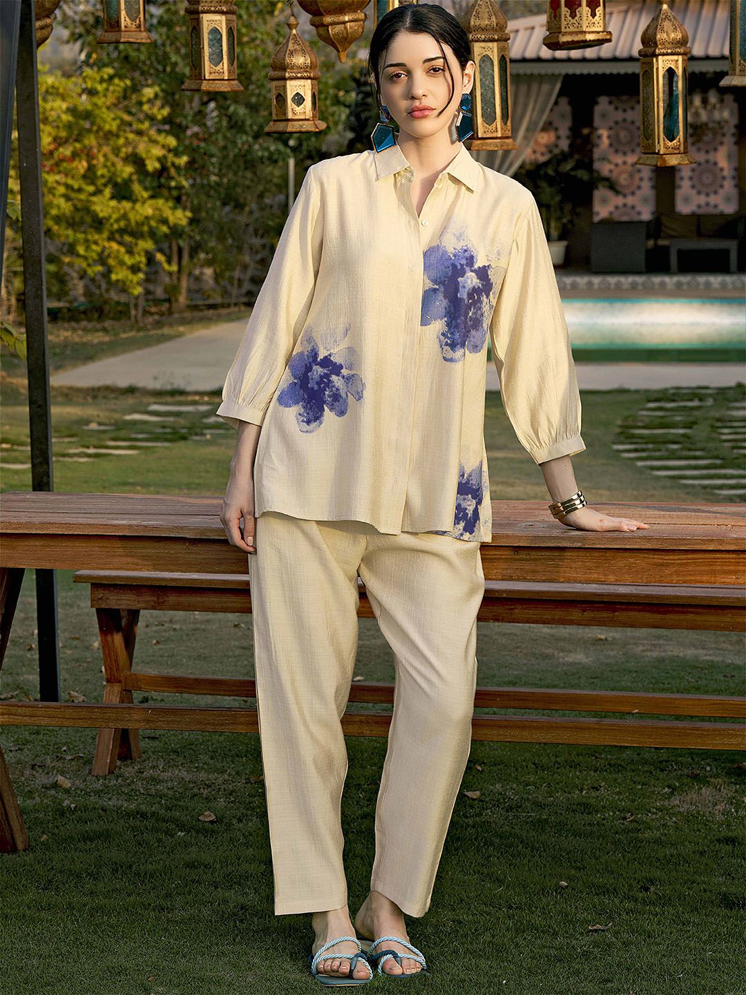 Zeyo Floral Printed Shirt Collar Shirt With Trousers-picture-36