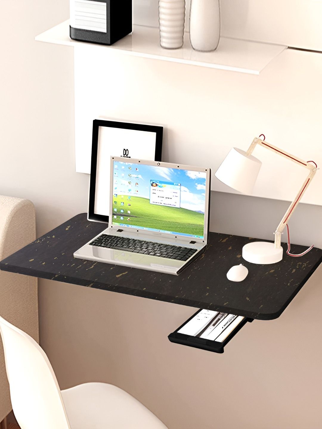 Torche Black Wood Wall Mounted Foldable Study Table With Drawer-picture-43