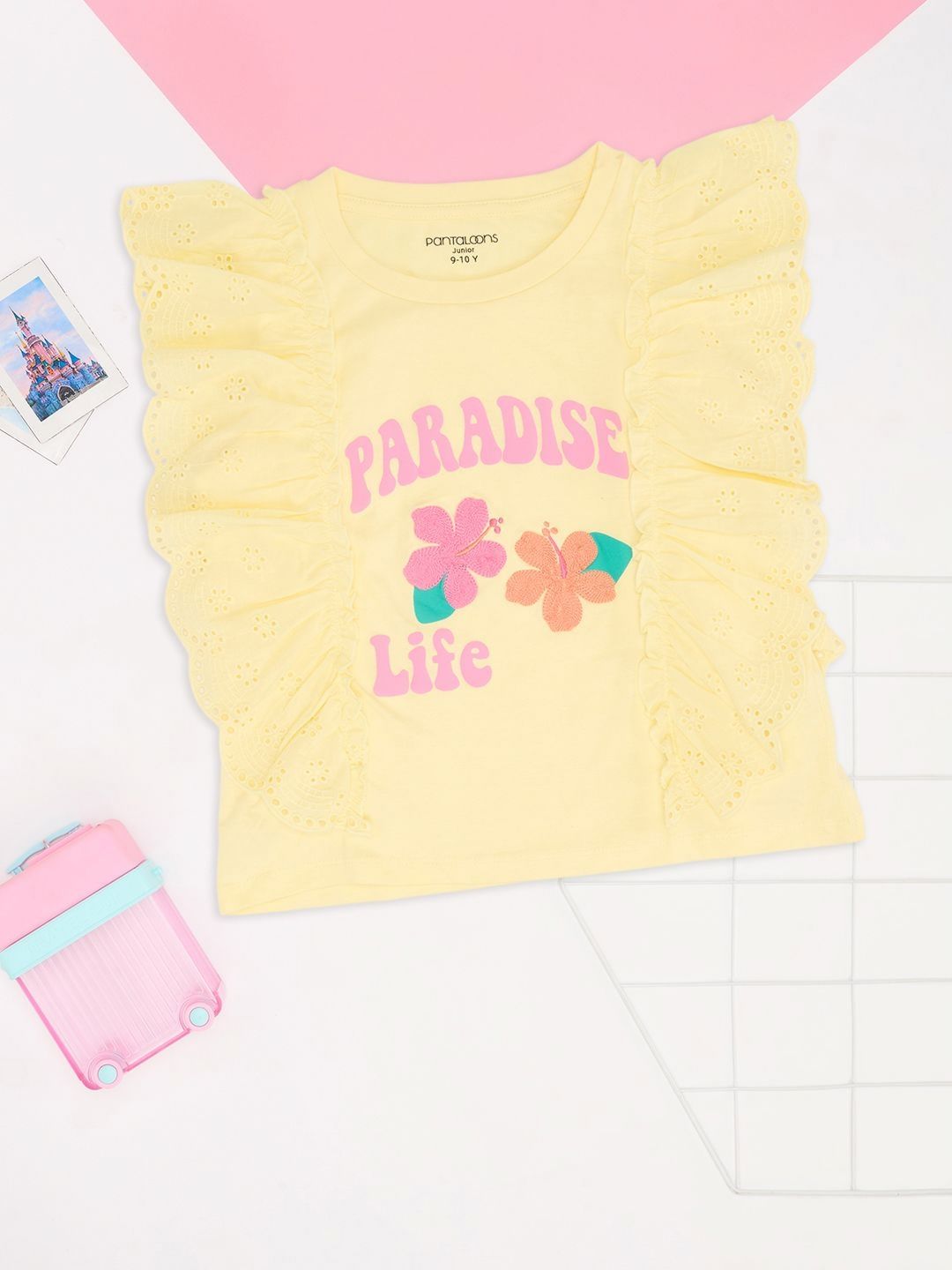 Pantaloons Junior Girls Extended Sleeves Applique T-shirt-picture-31