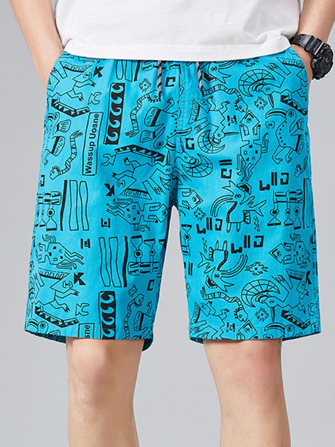 StyleCast x Revolte Men Printed Regular Fit Mid-Rise Shorts-picture-27