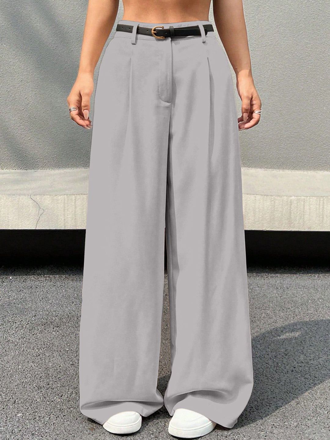 AAHWAN Women Relaxed Loose Fit High-Rise Pleated Korean Pants-picture-12