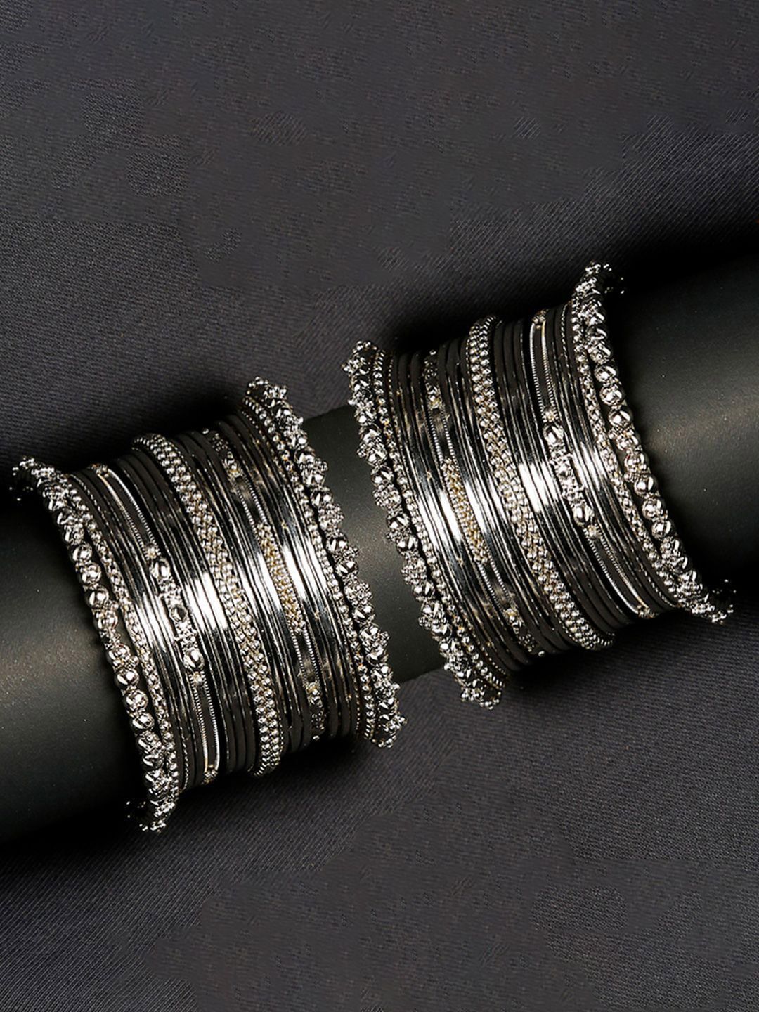 T4 JEWELS Set Of 40 Oxidised Beaded Bangles-picture-24