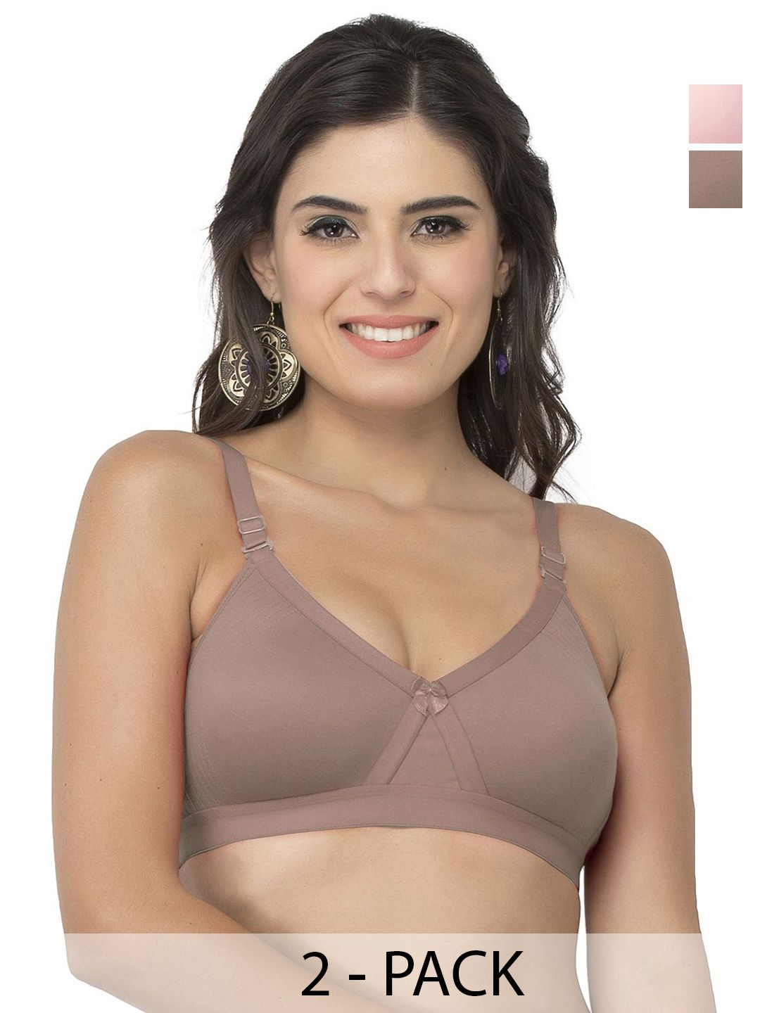 College Girl Pack of 2 Solid Full Coverage Lightly Padded Non-Wired Minimizer Bra