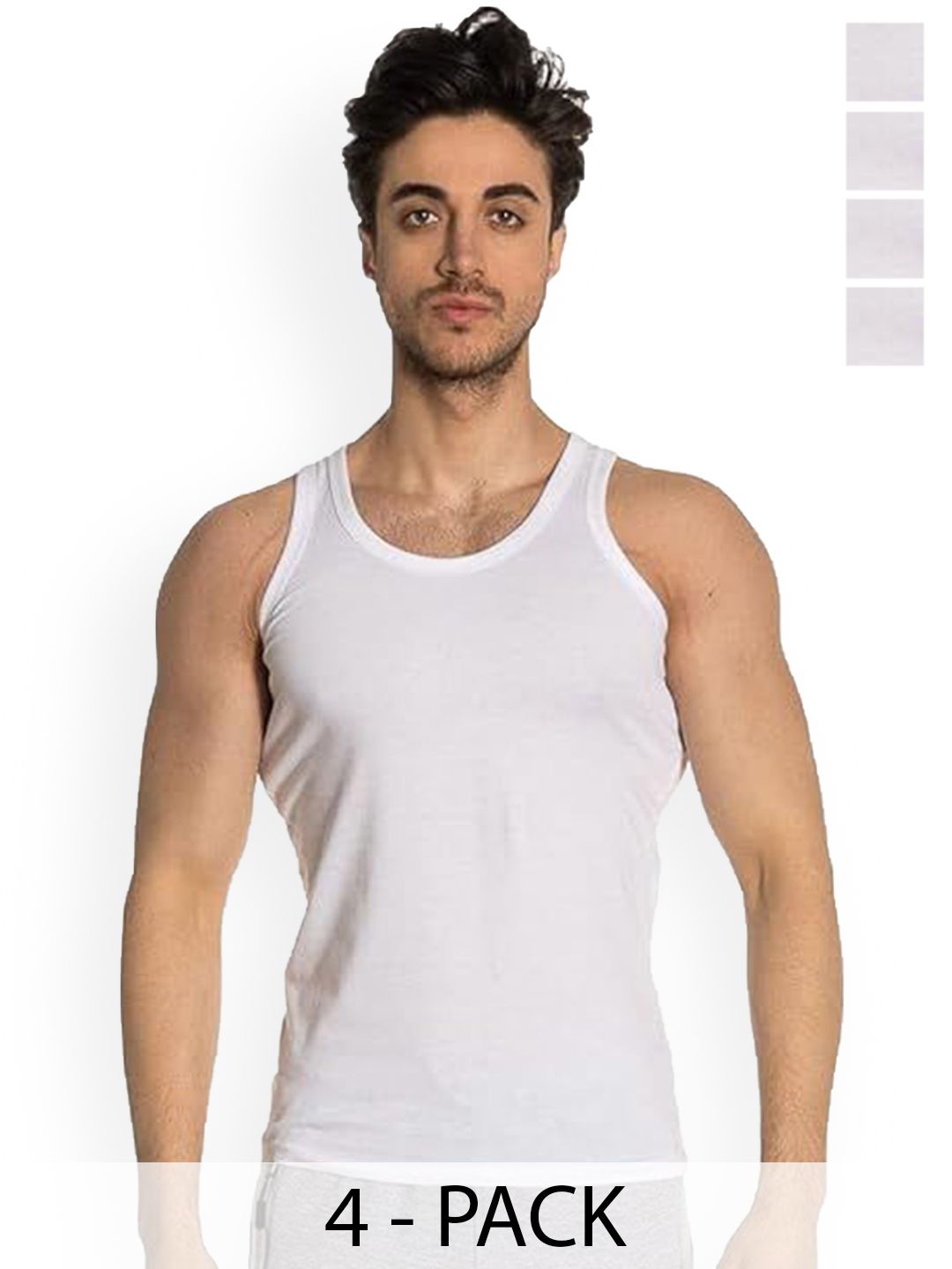 OTOMAN Men Pack Of 4 Bamboo Cotton Undershirt Vests-picture-19