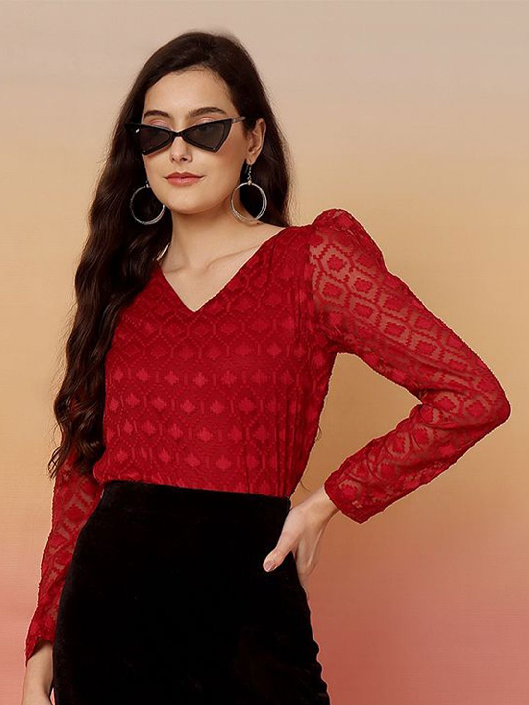 AKIMIA Women Textured V-Neck Top-picture-15