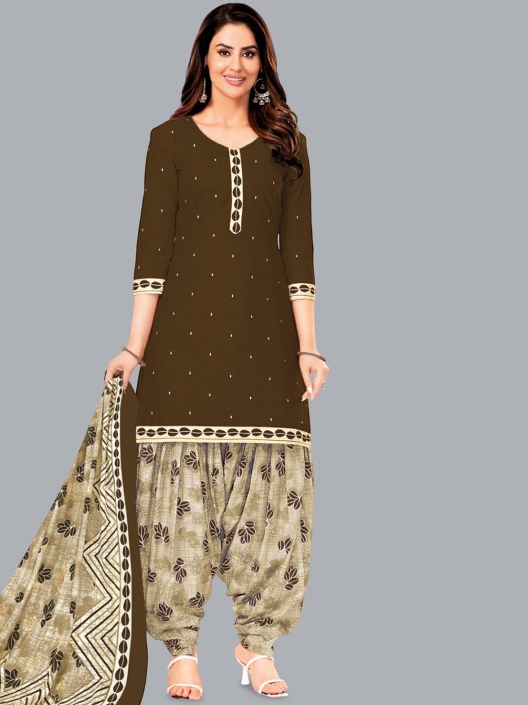 Simmu Women Printed Regular Pure Cotton Kurta with Patiala & With Dupatta