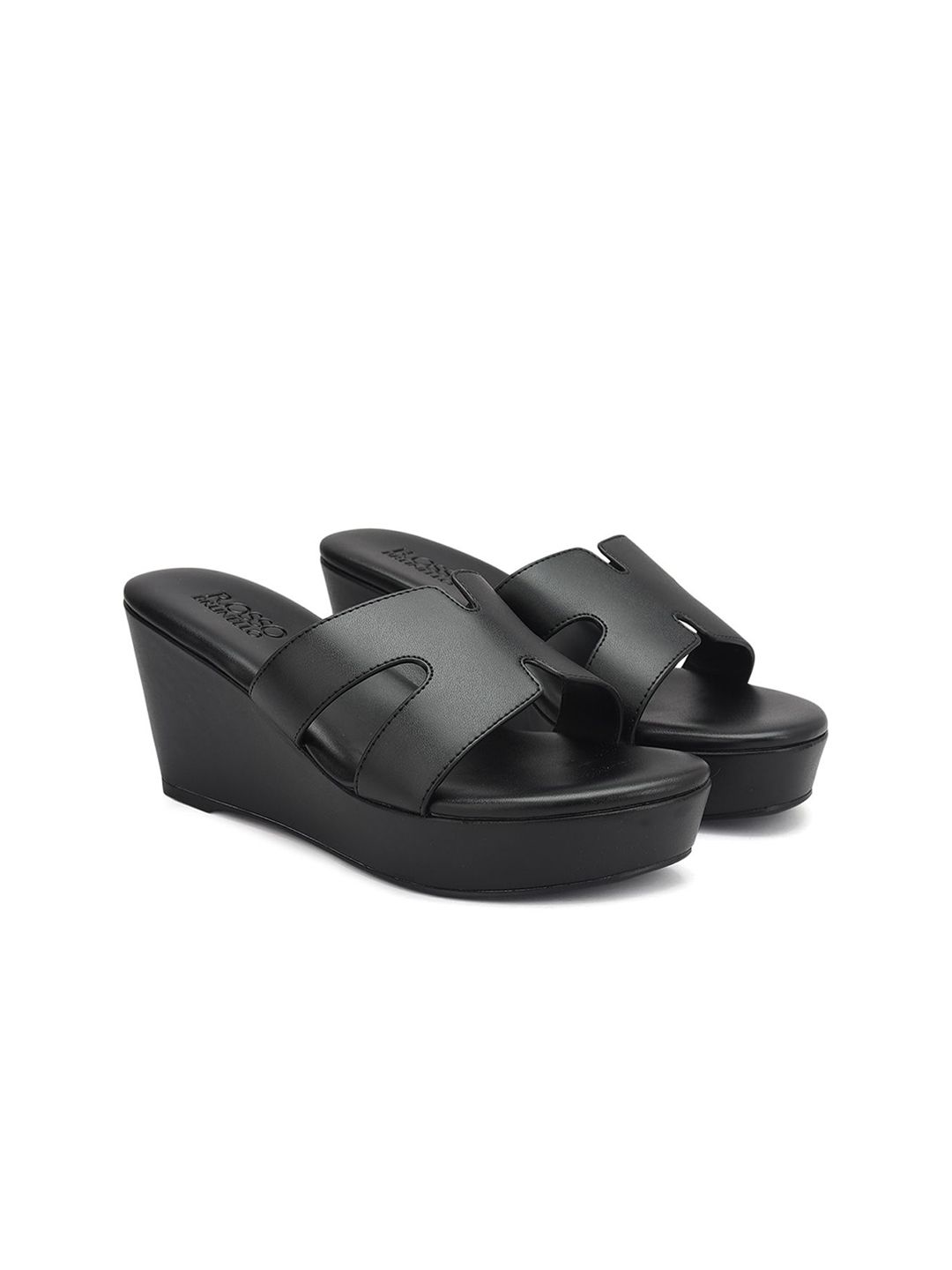 ROSSO BRUNELLO Women Black Leather Wedge Heel Sandals-image-49